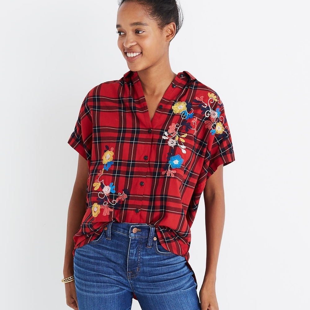 Madewell Embroidered Central Shirt in Dahl Plaid